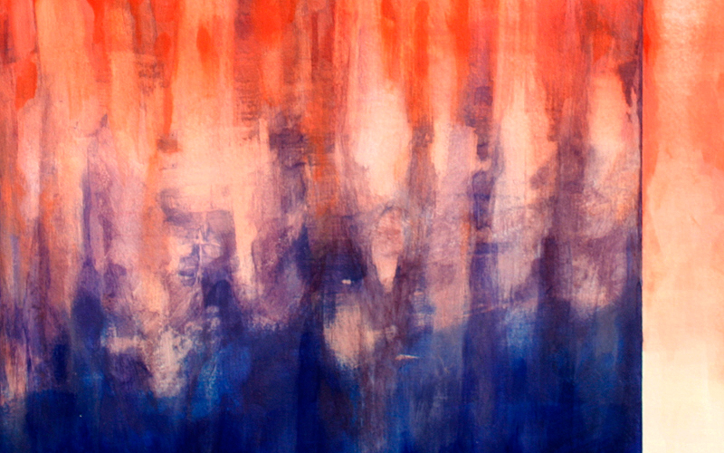 abstract painting by Marie-Eve Champagne at Champagne Artwork. yellow, orange, purple, color modulations, gradient, colorfield painting