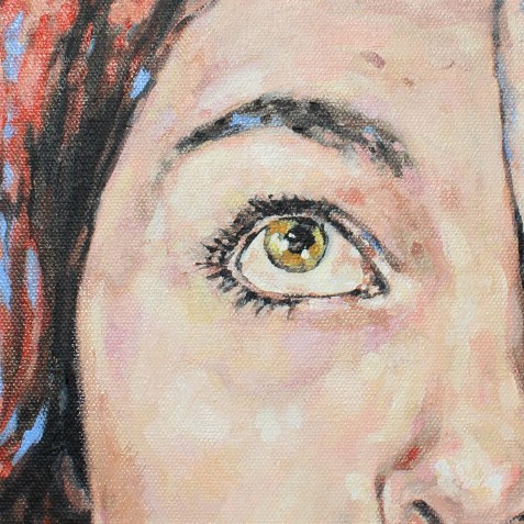 figurative representational painting by Marie-Eve Champagne at Champagne Artwork. rocks, minerals, realism, lyrical, face, person hiding their eye, women dreaming with clouds