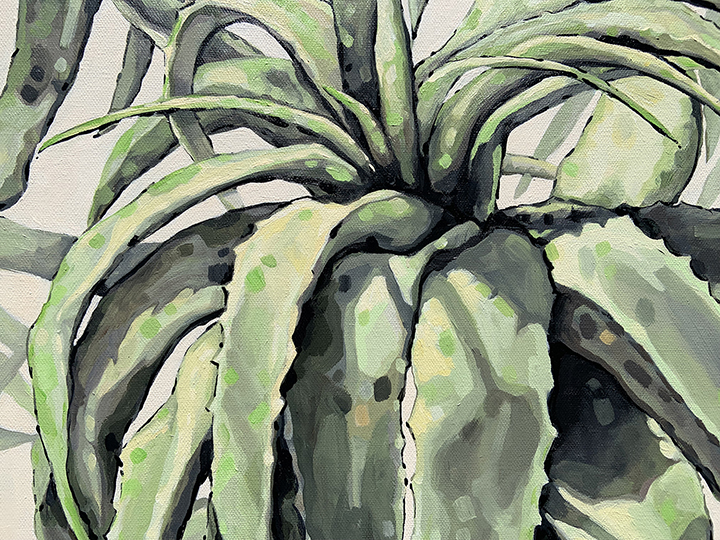 figurative painting by Marie-Eve Champagne at Champagne Artwork. cactus and cacti with succulents. green, plant, nature.