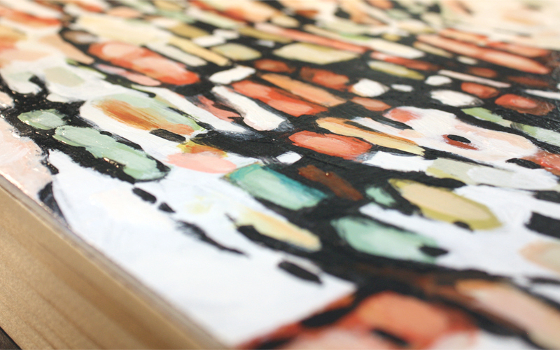 abstract painting by Marie-Eve Champagne at Champagne Artwork. Movement, orange, black, pattern, fragmentation.