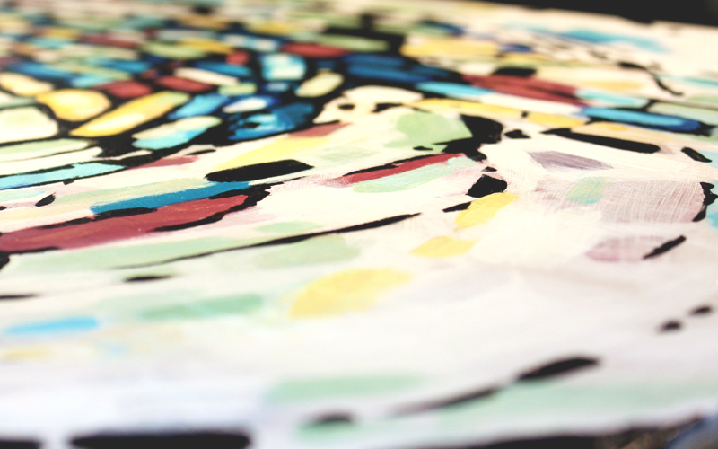 abstract painting by Marie-Eve Champagne at Champagne Artwork. Movement, blue, black, pattern, fragmentation.