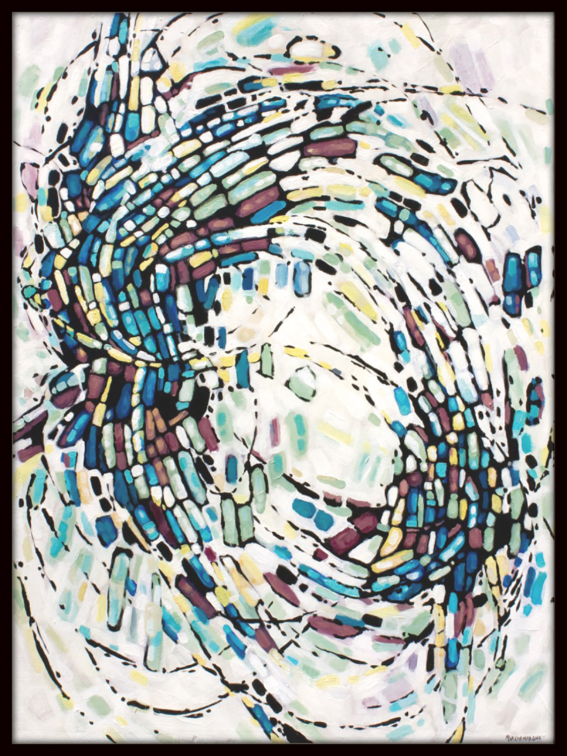 abstract painting by Marie-Eve Champagne at Champagne Artwork. Movement, blue, purple, black, pattern, fragmentation.