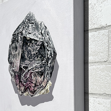 figurative painting by Marie-Eve Champagne at Champagne Artwork. rocks, minerals, realism, gemology, quartz, amethyst, purple black.