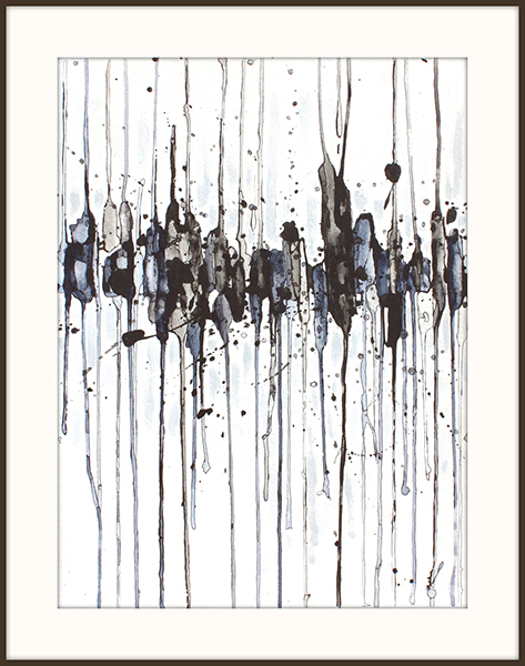 abstract painting by Marie-Eve Champagne at Champagne Artwork. Movement, dripping, black, vertical lines.