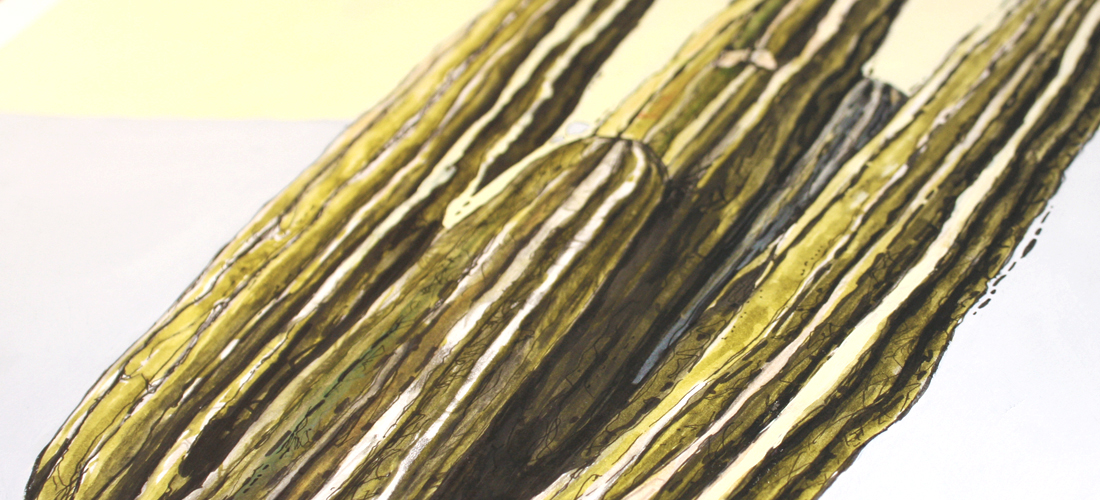 figurative representational painting by Marie-Eve Champagne at Champagne Artwork. modern expressionism, cacti and succulents, green, red, desert plants, nature and flora of Southern California