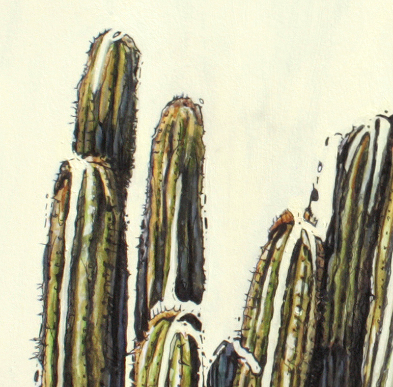 figurative representational painting by Marie-Eve Champagne at Champagne Artwork. modern expressionism, cacti and succulents, green, red, desert plants, nature and flora of Southern California